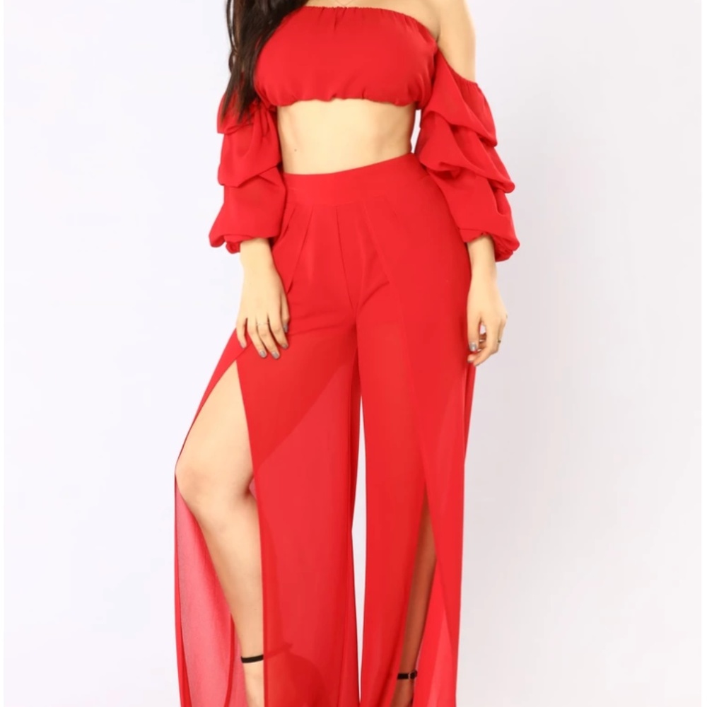 Red 2 Piece Pant Set